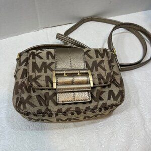 Michael Kors Jet Set MK Signature Canvas Small Flap Adj Crossbody Bag 7.5"x5"